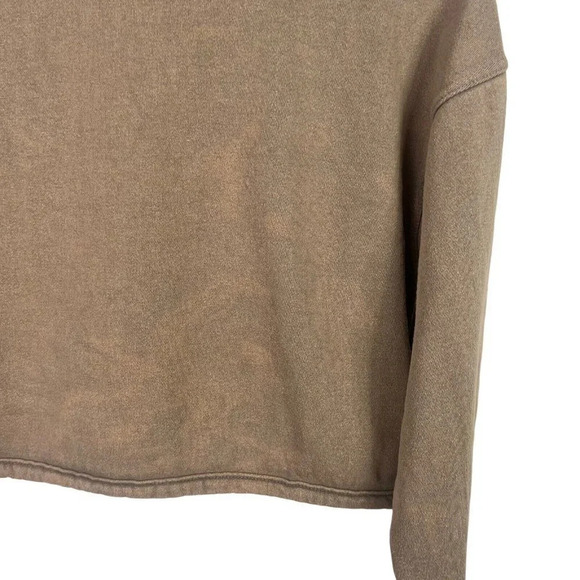 Urban Outfitters Women’s Crop Top Sweatshirt 1/2 Zip Stone Wash Brown Sz Medium - Picture 3 of 7